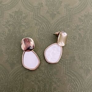 Fancy white marble earrings